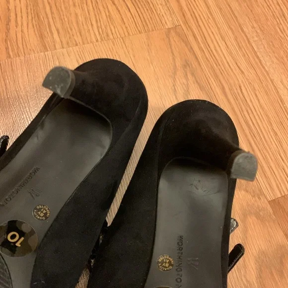 Worthington Black Velvet Triple Strap Mary Jane Heels - Picture 8 of 11